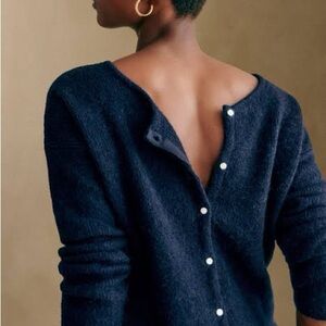 Sezane Midnight Blue Button-Back Gaspard Cardigan